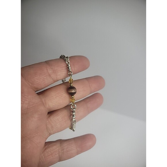 Vintage Premier Designs Silver Tone Bracelet Stone Beaded Jewelry Costume - Picture 6 of 9